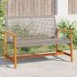Preview: ARDEBO.de - Gartenbank Grau 112 cm Poly Rattan und Akazienholz