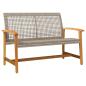 Preview: Gartenbank Grau 112 cm Poly Rattan und Akazienholz