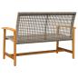 Preview: Gartenbank Grau 112 cm Poly Rattan und Akazienholz