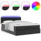 Preview: Ottoman-Bett mit Matratzen & LEDs Schwarz 140x190 cm Kunstleder