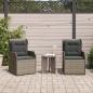 Preview: Gartensessel mit Kissen 2 Stk. Verstellbar Grau Poly Rattan