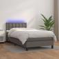 Preview: ARDEBO.de - Boxspringbett mit Matratze & LED Grau 80x200 cm Kunstleder
