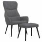 Preview: Relaxsessel mit Hocker Hellgrau Stoff
