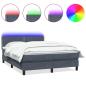 Preview: Boxspringbett mit Matratze & LED Dunkelgrau 160x210 cm Samt