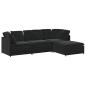 Preview: Modulares Sofa mit Fußhocker Kissen Samt Schwarz