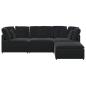 Preview: Modulares Sofa mit Fußhocker Kissen Samt Schwarz