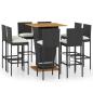 Preview: 9-tlg. Gartenbar-Set mit Kissen Poly Rattan Schwarz