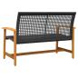 Preview: Gartenbank Schwarz 112 cm Poly Rattan und Akazienholz