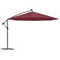 Preview: Ampelschirm mit LED-Beleuchtung Stahl-Mast Bordeauxrot 350 cm