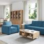 Preview: 3-tlg. Sofagarnitur mit Kissen Blau Samt