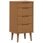 Preview: Kommode MOLDE Karamell 40 x 35 x 82 cm Massives Kiefernholz