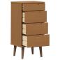 Preview: Kommode MOLDE Karamell 40 x 35 x 82 cm Massives Kiefernholz