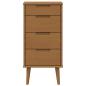Preview: Kommode MOLDE Karamell 40 x 35 x 82 cm Massives Kiefernholz
