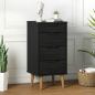 Preview: ARDEBO.de - Kommode MOLDE Schwarz 40 x 35 x 82 cm Massives Kiefernholz