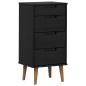 Preview: Kommode MOLDE Schwarz 40 x 35 x 82 cm Massives Kiefernholz