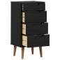 Preview: Kommode MOLDE Schwarz 40 x 35 x 82 cm Massives Kiefernholz