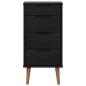 Preview: Kommode MOLDE Schwarz 40 x 35 x 82 cm Massives Kiefernholz