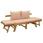 Preview: 3-in-1 Gartenbank mit Kissen Massives Akazienholz Beige