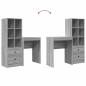 Preview: Schreibtisch mit Schubladen mit Regal 2 pcs Graues Sonoma