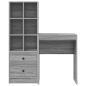Preview: Schreibtisch mit Schubladen mit Regal 2 pcs Graues Sonoma