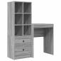 Preview: Schreibtisch mit Schubladen mit Regal 2 pcs Graues Sonoma