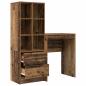 Preview: Schreibtisch mit Schubladen mit Regal 2 pcs Altholz