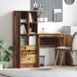 Preview: ARDEBO.de - Schreibtisch mit Schubladen mit Regal 2 pcs Altholz