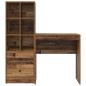 Preview: Schreibtisch mit Schubladen mit Regal 2 pcs Altholz