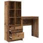 Preview: Schreibtisch mit Schubladen mit Regal 2 pcs Altholz