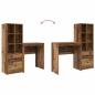 Preview: Schreibtisch mit Schubladen mit Regal 2 pcs Altholz
