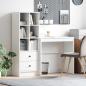 Preview: ARDEBO.de - Schreibtisch mit Schubladen mit Regal mit Speicher 2 pcs Weiß
