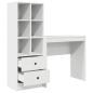 Preview: Schreibtisch mit Schubladen mit Regal mit Speicher 2 pcs Weiß