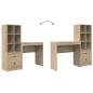 Preview: Schreibtisch mit Schubladen mit Regal 2 pcs Sonoma-Eiche