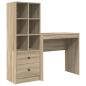 Preview: Schreibtisch mit Schubladen mit Regal 2 pcs Sonoma-Eiche