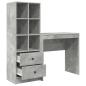 Preview: Schreibtisch mit Schubladen mit Regal 2 pcs Beton Grau