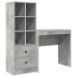 Preview: Schreibtisch mit Schubladen mit Regal 2 pcs Beton Grau