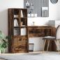 Preview: ARDEBO.de - Schreibtisch mit Schubladen mit Regal 2 pcs Geräucherte Eiche