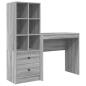 Preview: Schreibtisch mit Schubladen mit Regal 2 pcs Graues Sonoma