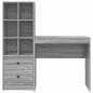 Preview: Schreibtisch mit Schubladen mit Regal 2 pcs Graues Sonoma