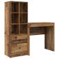 Preview: Schreibtisch mit Schubladen mit Regal 2 pcs Altholz