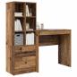 Preview: Schreibtisch mit Schubladen mit Regal 2 pcs Altholz