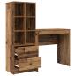Preview: Schreibtisch mit Schubladen mit Regal 2 pcs Altholz