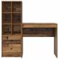 Preview: Schreibtisch mit Schubladen mit Regal 2 pcs Altholz