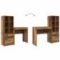 Preview: Schreibtisch mit Schubladen mit Regal 2 pcs Altholz