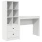 Preview: Schreibtisch mit Schubladen mit Regal mit Speicher 2 pcs Weiß