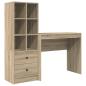 Preview: Schreibtisch mit Schubladen mit Regal 2 pcs Sonoma-Eiche