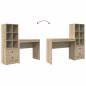 Preview: Schreibtisch mit Schubladen mit Regal 2 pcs Sonoma-Eiche