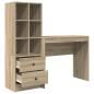 Preview: Schreibtisch mit Schubladen mit Regal 2 pcs Sonoma-Eiche