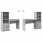 Preview: Schreibtisch mit Schubladen mit Regal 2 pcs Beton Grau