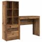 Preview: Schreibtisch mit Schubladen mit Regal 2 pcs Altholz